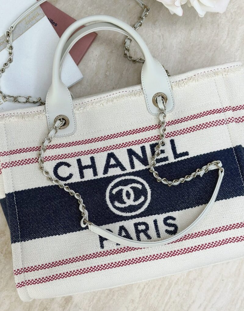 Chanel Large Deauville Tote Bag Beige For Women 35cm/14in
