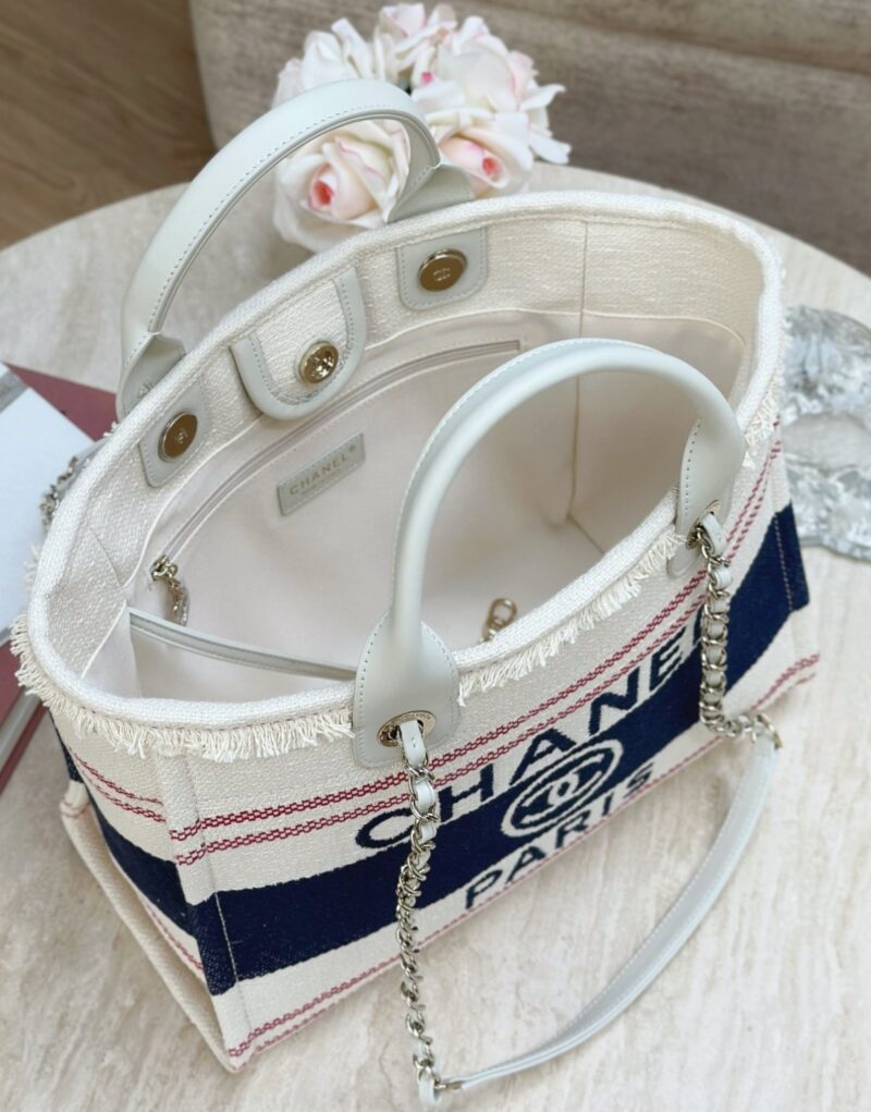 Chanel Large Deauville Tote Bag Beige For Women 35cm/14in
