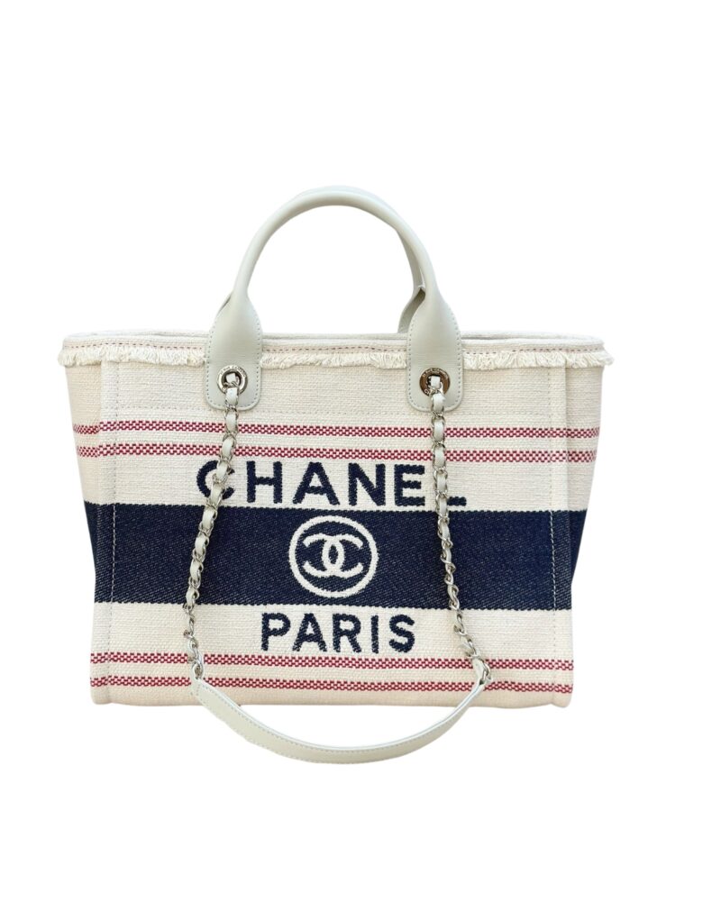 Chanel Large Deauville Tote Bag Beige For Women 35cm/14in