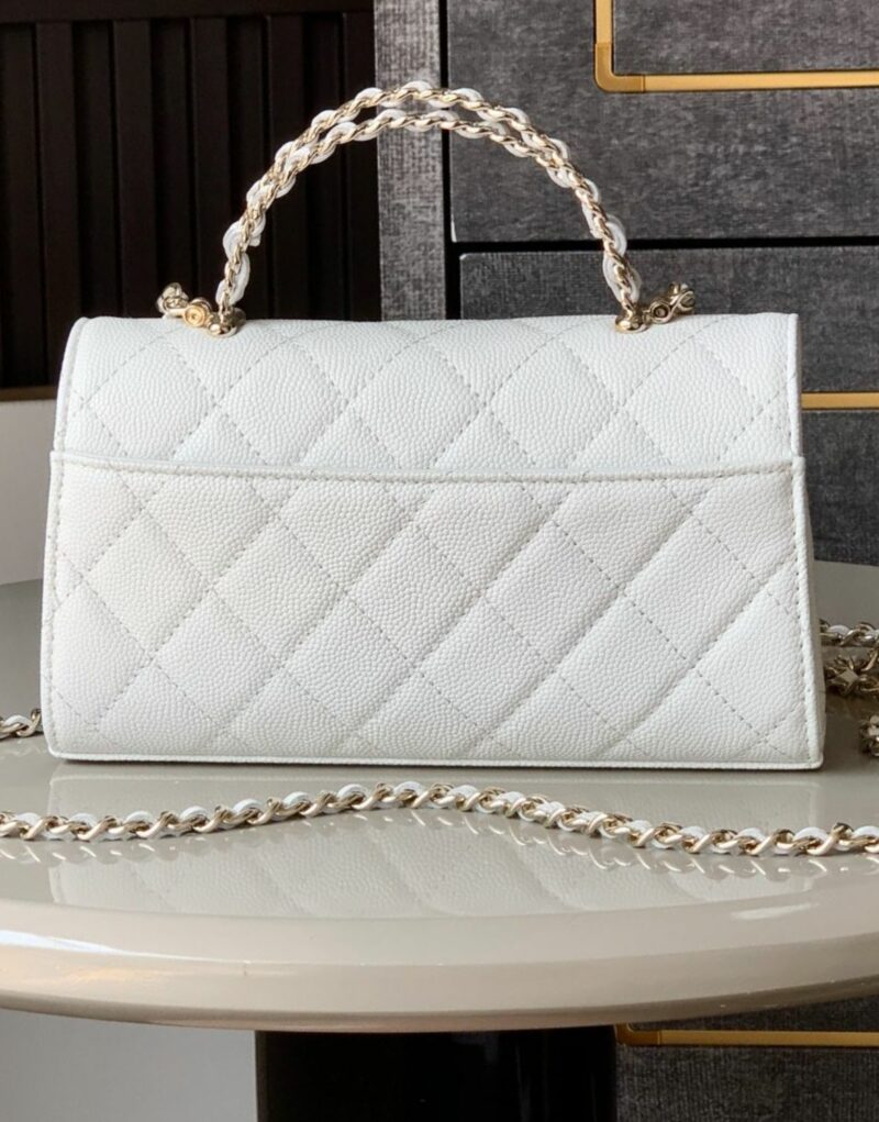 [True-to-ORIGINAL] Chanel Flap Phone Holder With Chain White For Women 18cm/7.1in