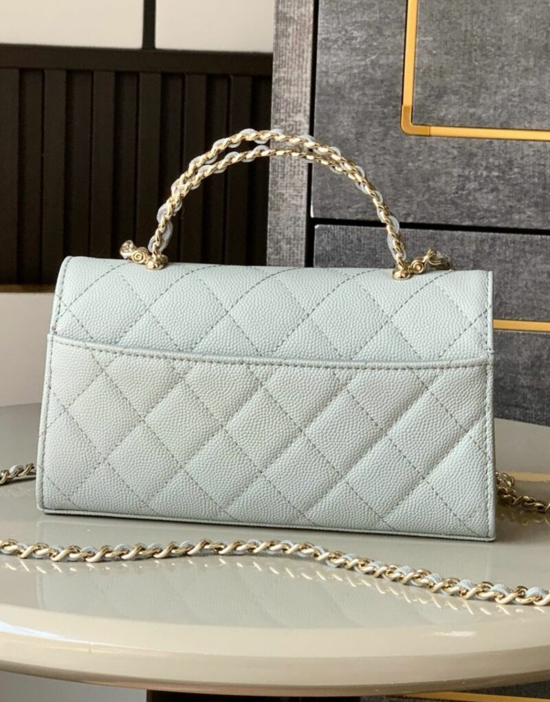 [True-to-ORIGINAL] Chanel Flap Phone Holder With Chain Light Blue For Women 18cm/7.1in