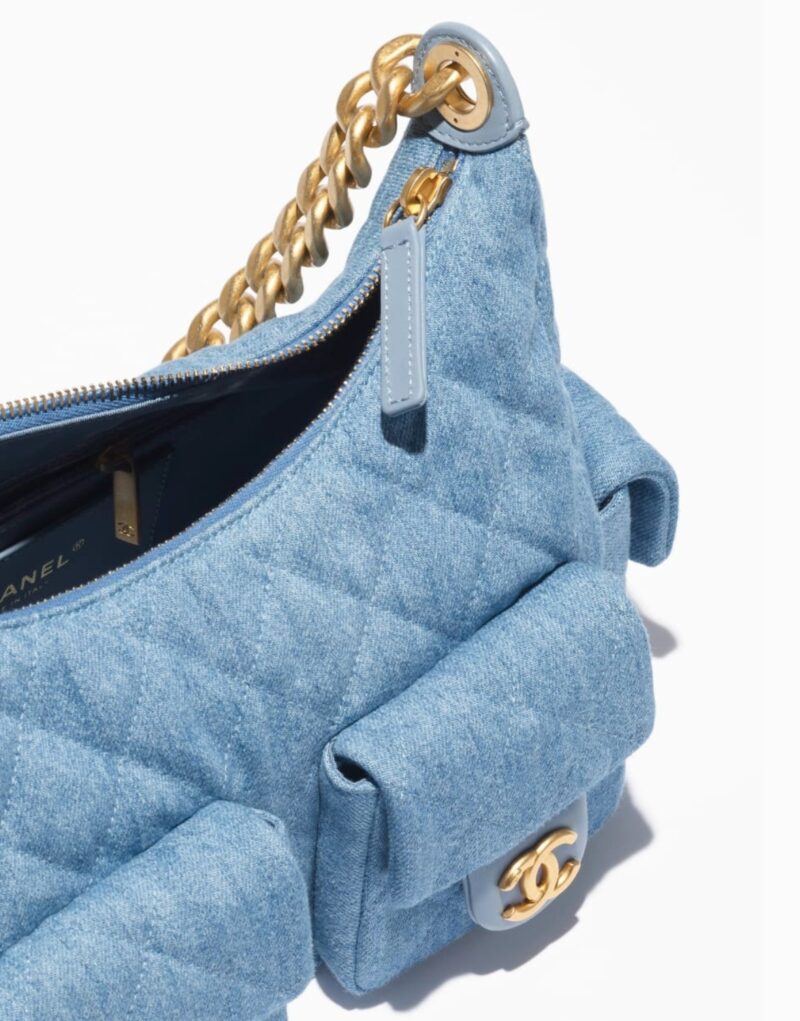 Chanel Large Hobo Bag Blue For Women 12.2cm/31cm AS5339-B19251-NG353