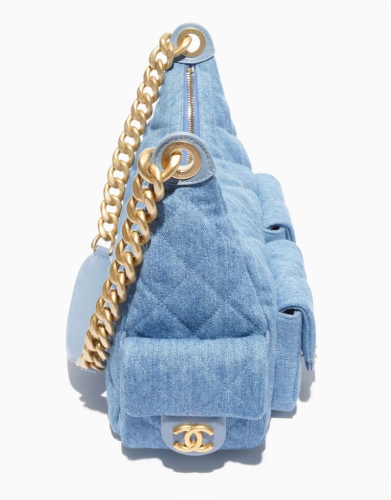 Chanel Large Hobo Bag Blue For Women 12.2cm/31cm AS5339-B19251-NG353