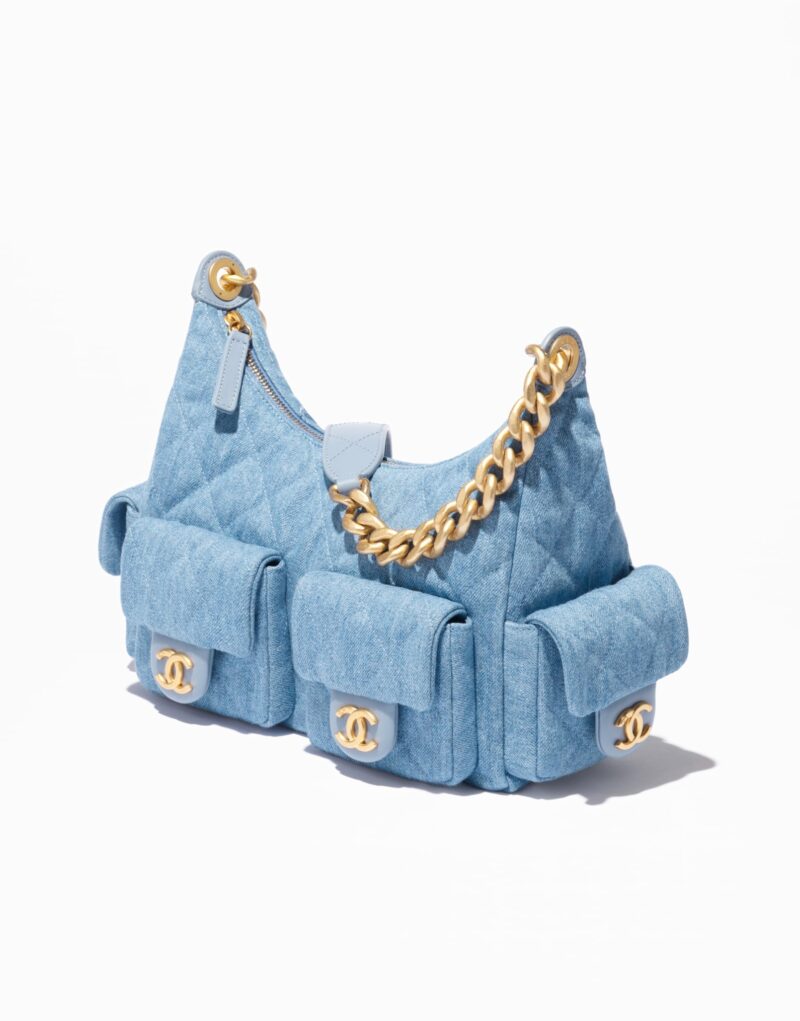 Chanel Large Hobo Bag Blue For Women 12.2cm/31cm AS5339-B19251-NG353