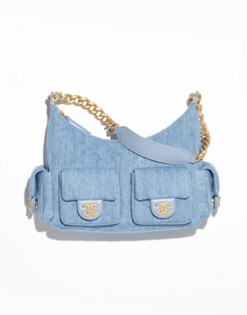 Chanel Large Hobo Bag Blue For Women 12.2cm/31cm AS5339-B19251-NG353