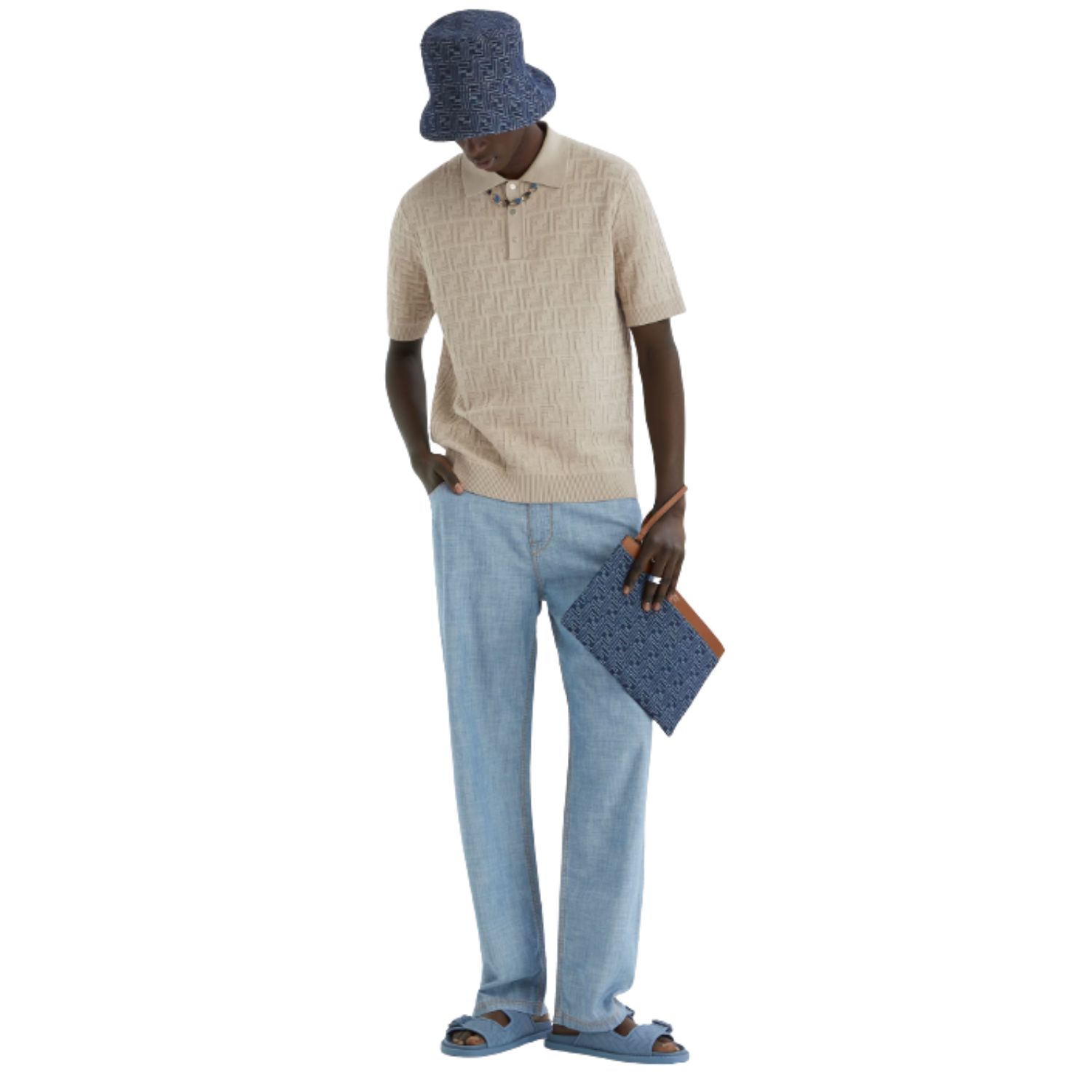 Fendi Feel Sandals Blue For Men - 7X1604AN8BF12KC