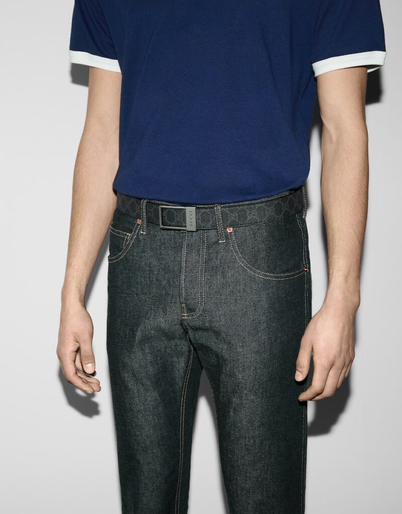 Gucci GG Belt 35mm With Rectangular Buckle Black For Men 722370 KGD0N 1000