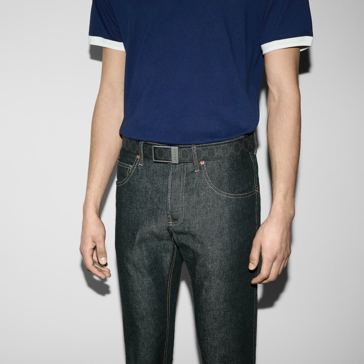 Gucci GG Belt 35mm With Rectangular Buckle Black For Men 722370 KGD0N 1000