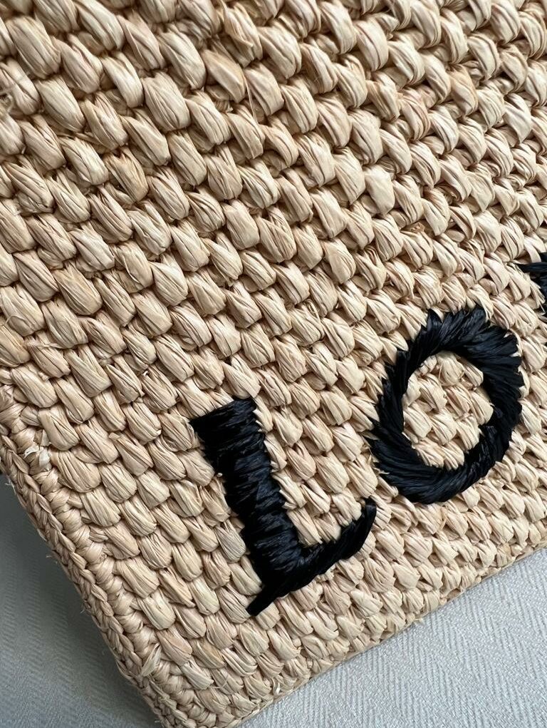 [True-to-ORIGINAL] Loewe Mini Font Tote Raffia Natural For Women 16cm/6.3in - A685V46X01