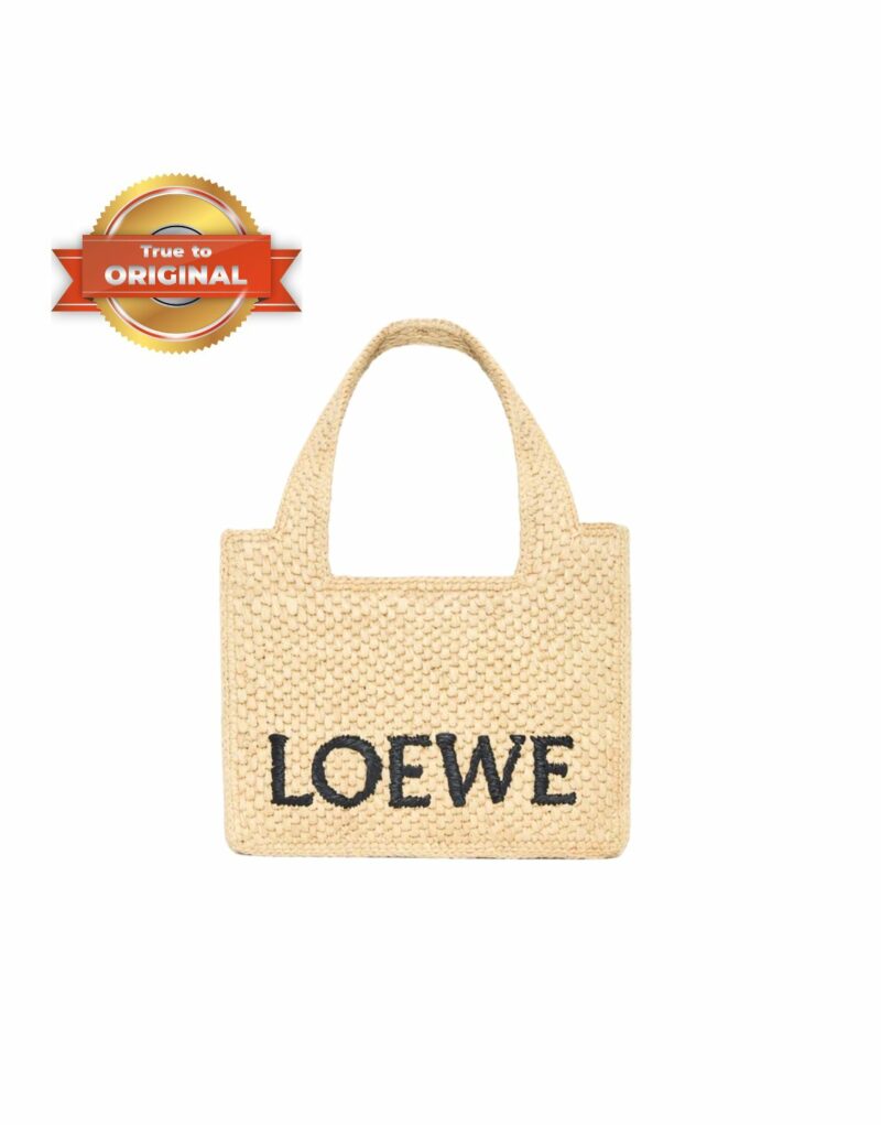 [True-to-ORIGINAL] Loewe Mini Font Tote Raffia Natural For Women 16cm/6.3in - A685V46X01