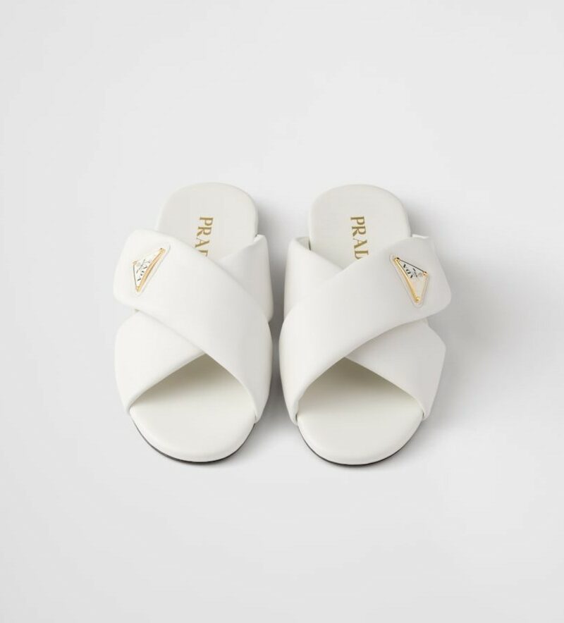 Prada Padded Leather Slides White For Women 1XX713_ZHP_F0009_F_005