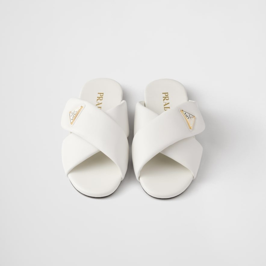 Prada Padded Leather Slides White For Women 1XX713_ZHP_F0009_F_005