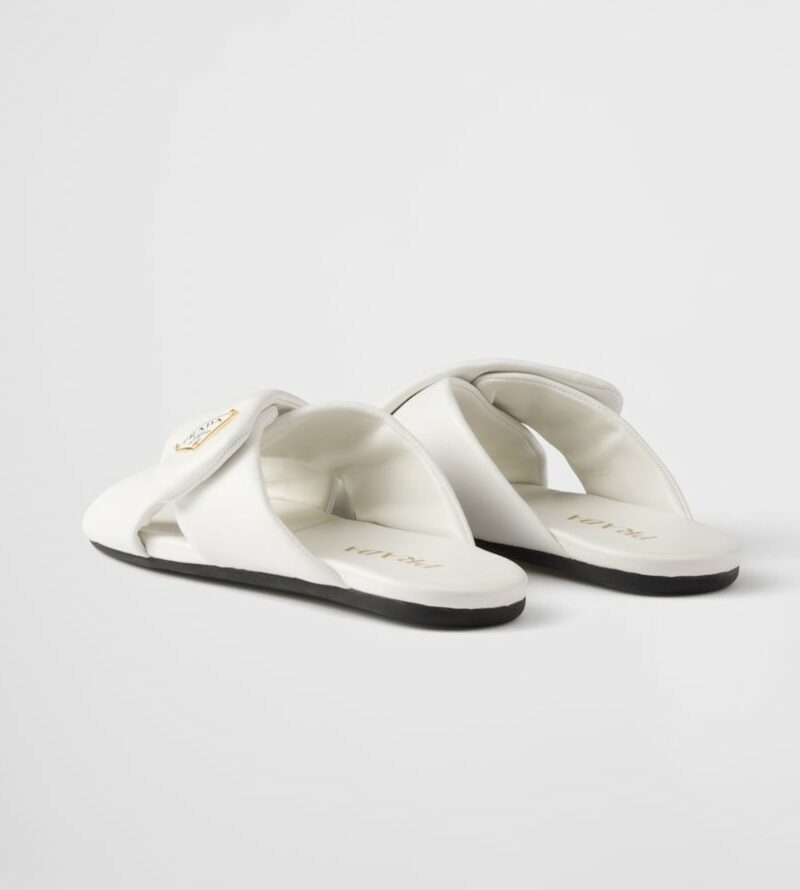 Prada Padded Leather Slides White For Women 1XX713_ZHP_F0009_F_005