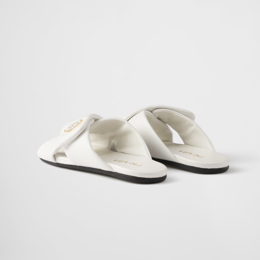Prada Padded Leather Slides White For Women 1XX713_ZHP_F0009_F_005
