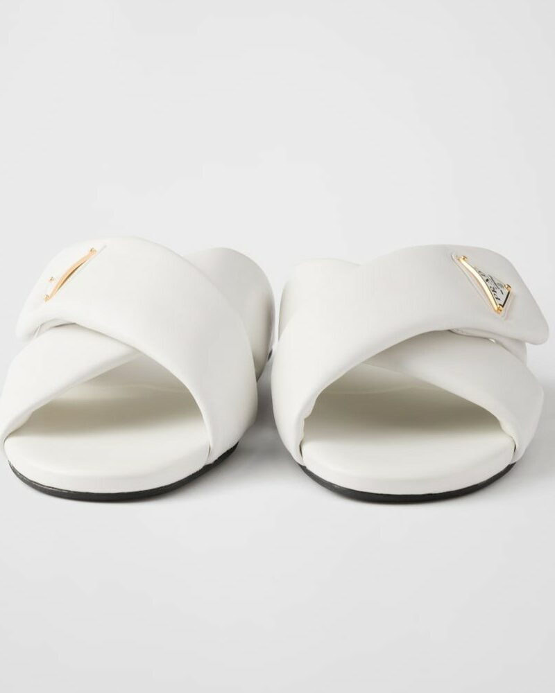 Prada Padded Leather Slides White For Women 1XX713_ZHP_F0009_F_005