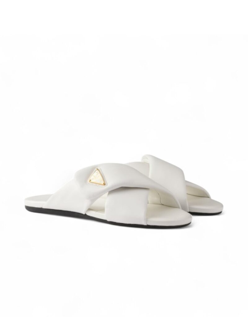 Prada Padded Leather Slides White For Women 1XX713_ZHP_F0009_F_005