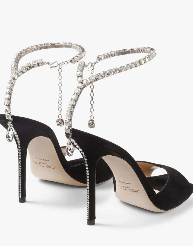 Jimmy Choo Saeda Sandal 100 Black/Crystal For Women SAEDASANDAL100EWA