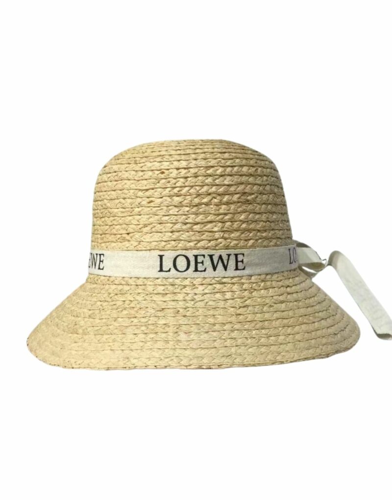 Loewe Straw Sun Hat Raffia With White Ribbon Logo Beige For Women 57cm/22.4in