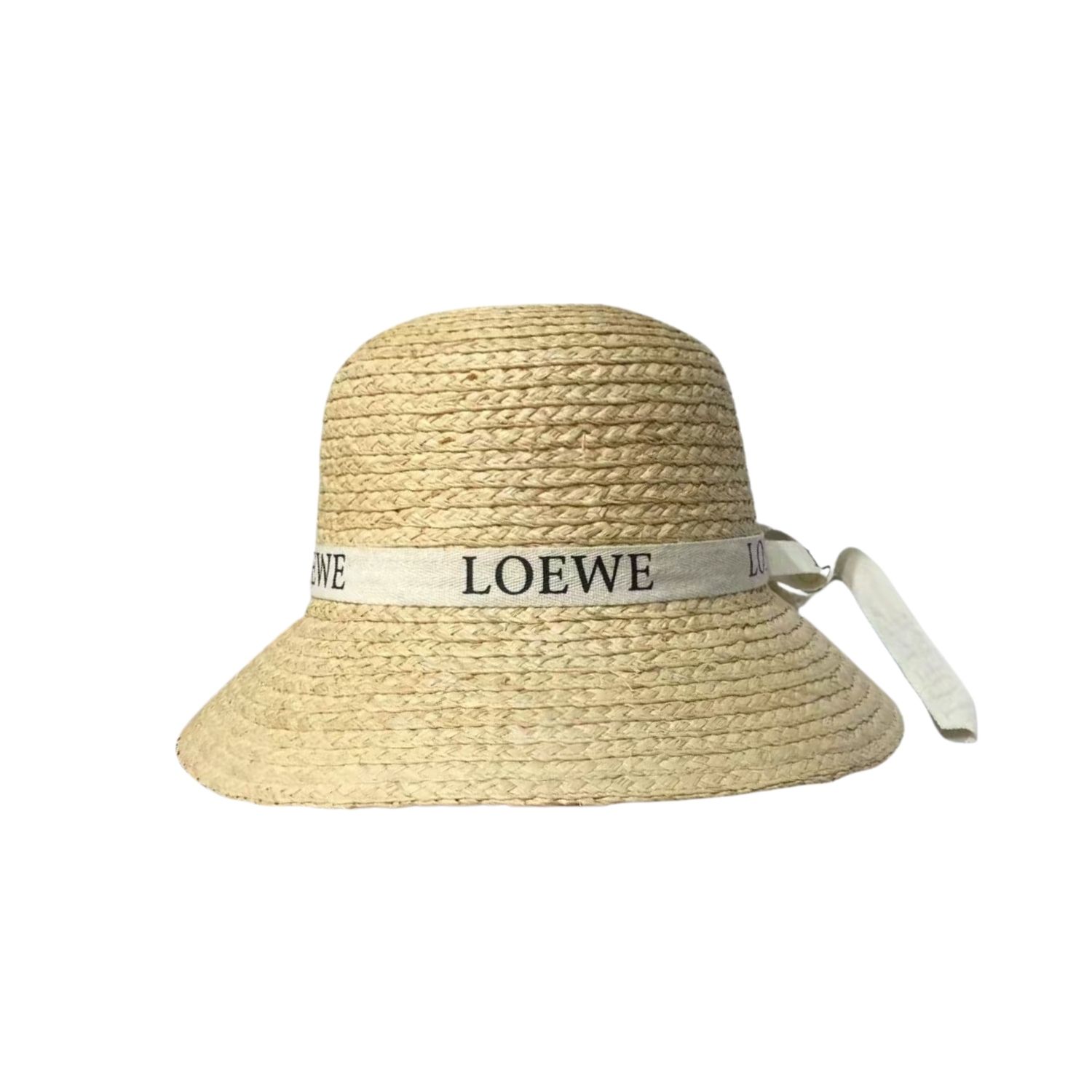 Loewe Straw Sun Hat Raffia With White Ribbon Logo Beige For Women 57cm/22.4in