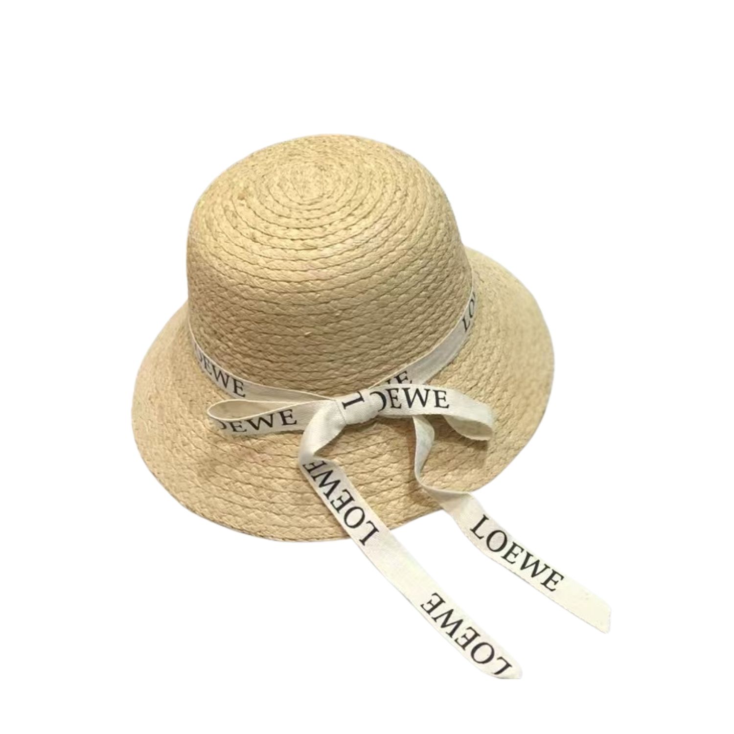 Loewe Straw Sun Hat Raffia With White Ribbon Logo Beige For Women 57cm/22.4in