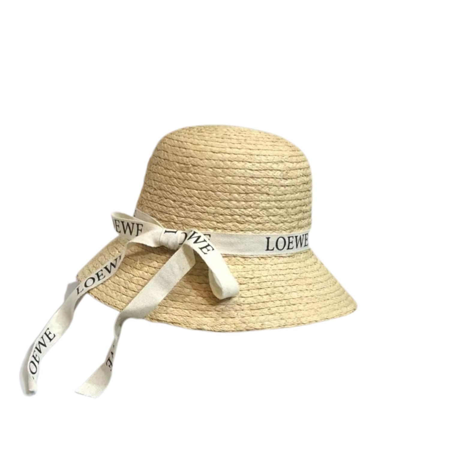 Loewe Straw Sun Hat Raffia With White Ribbon Logo Beige For Women 57cm/22.4in