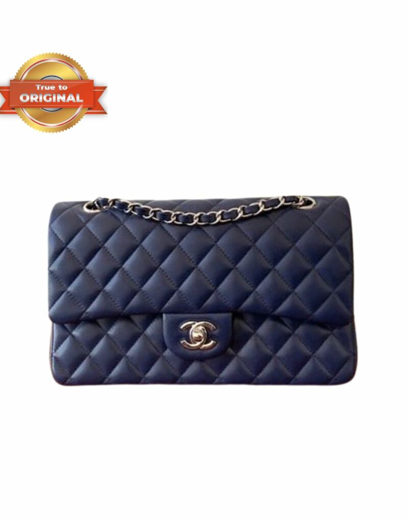 [True-to-ORIGINAL] Chanel Classic Handbag Navy Blue Bags For Women 10.2in/26cm A01112