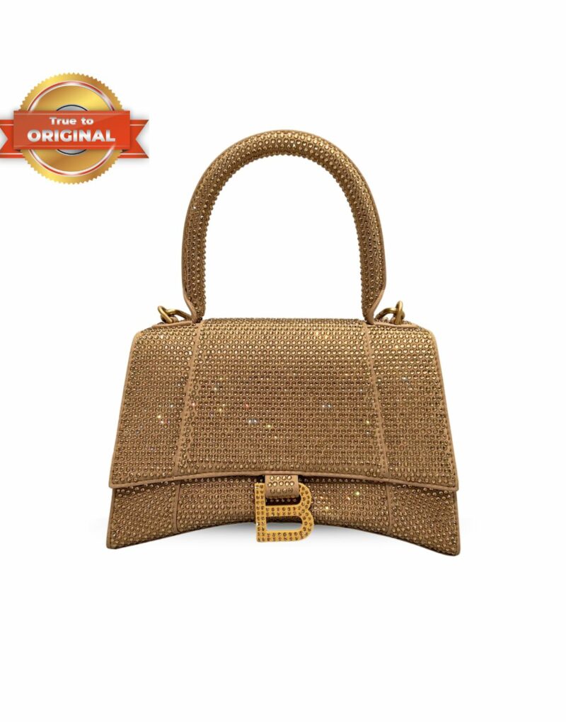 [True-to-ORIGINAL] Balenciaga Furry Hourglass Small Handbag With Rhinestones In Yellow For Women 24cm/9.4in