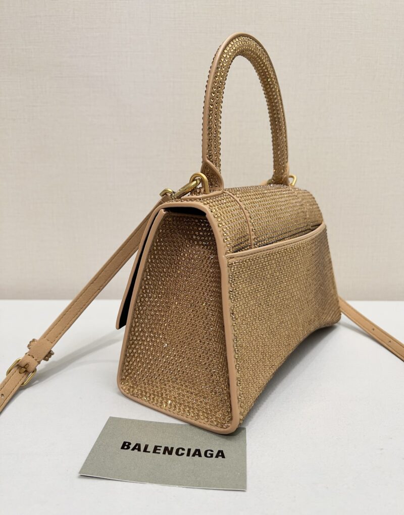 [True-to-ORIGINAL] Balenciaga Furry Hourglass Small Handbag With Rhinestones In Yellow For Women 24cm/9.4in