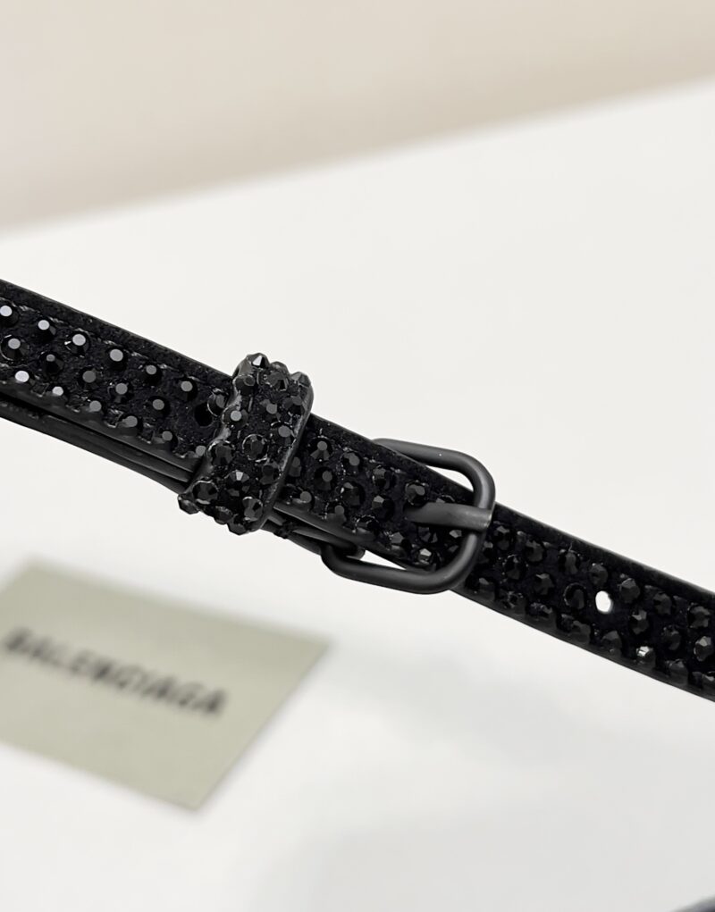 [True-to-ORIGINAL] Balenciaga Furry Hourglass Small Handbag With Rhinestones In Black For Women 24cm/9.4in