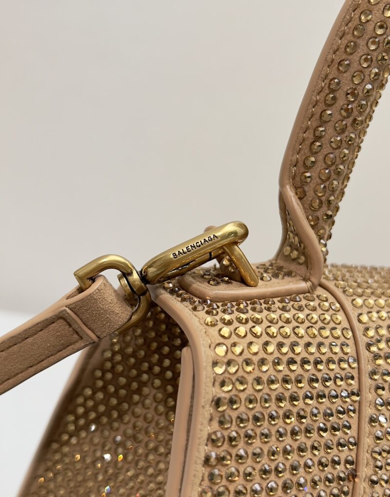 [True-to-ORIGINAL] Balenciaga Furry Hourglass Small Handbag With Rhinestones In Yellow For Women 24cm/9.4in