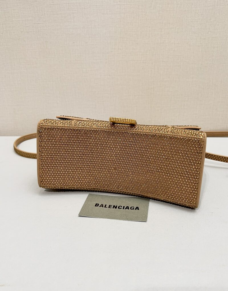 [True-to-ORIGINAL] Balenciaga Furry Hourglass Small Handbag With Rhinestones In Yellow For Women 24cm/9.4in