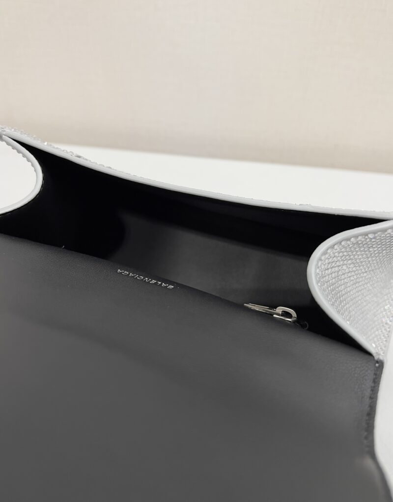 [True-to-ORIGINAL] Balenciaga Furry Hourglass Small Handbag With Rhinestones In Grey For Women 24cm/9.4in