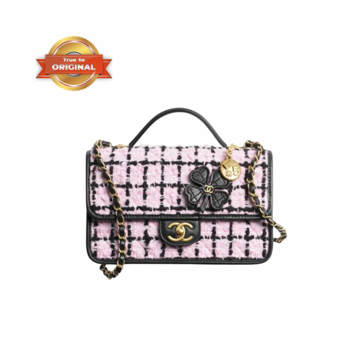 [True-to-ORIGINAL] Chanel Flap Bag With Top Handle Pink For Women 25cm/9.8in - AS3653-B21743-U2609