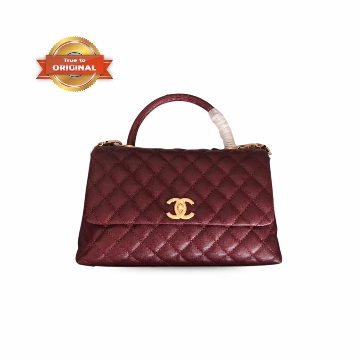 [True-to-ORIGINAL] Chanel Handbag With Top Handle Dark Red For Women 11in/28cm
