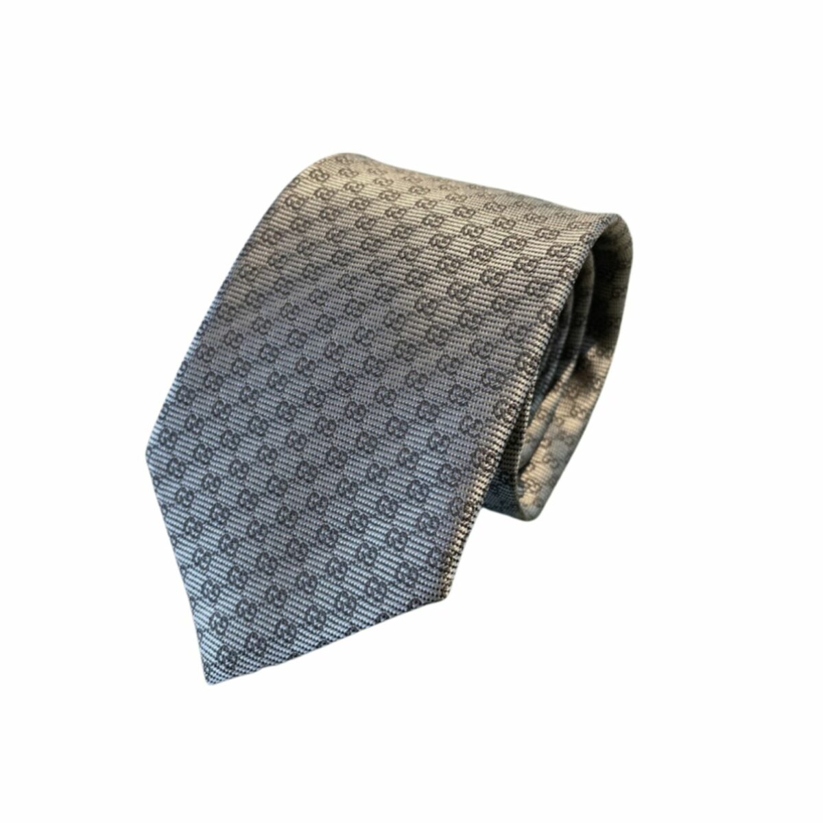 Gucci Monogram Interlocking G Jacquard Tie Light Grey For Men