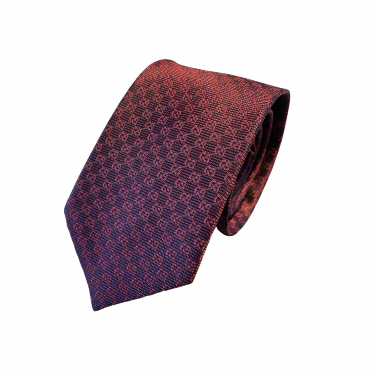 Gucci Monogram Interlocking G Jacquard Burgundy Tie For Men