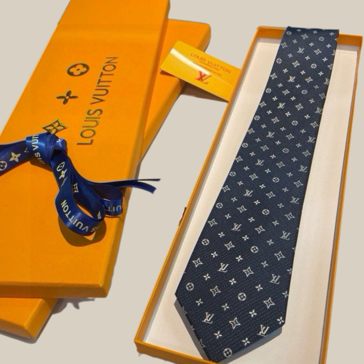 Louis Vuitton Signature Monogram Silk Tie Deep Blue For Men