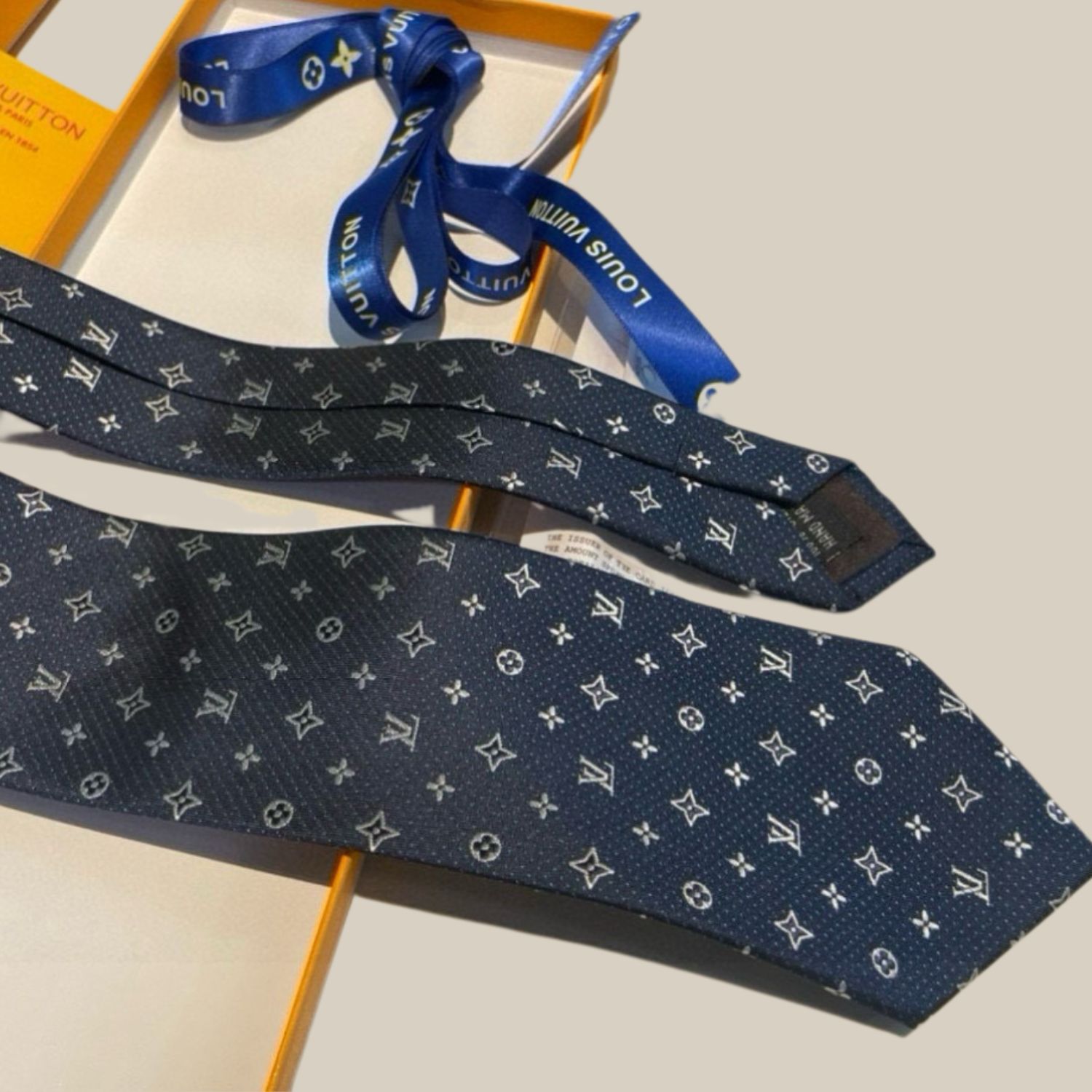 Louis Vuitton Signature Monogram Silk Tie Deep Blue For Men