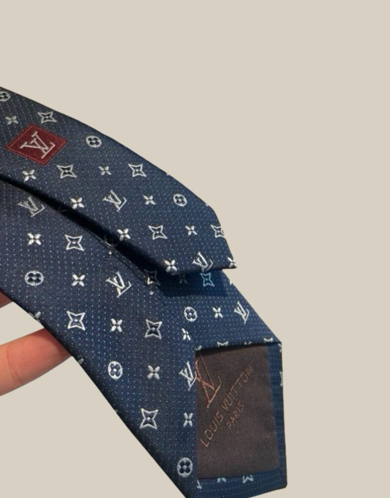 Louis Vuitton Signature Monogram Silk Tie Deep Blue For Men