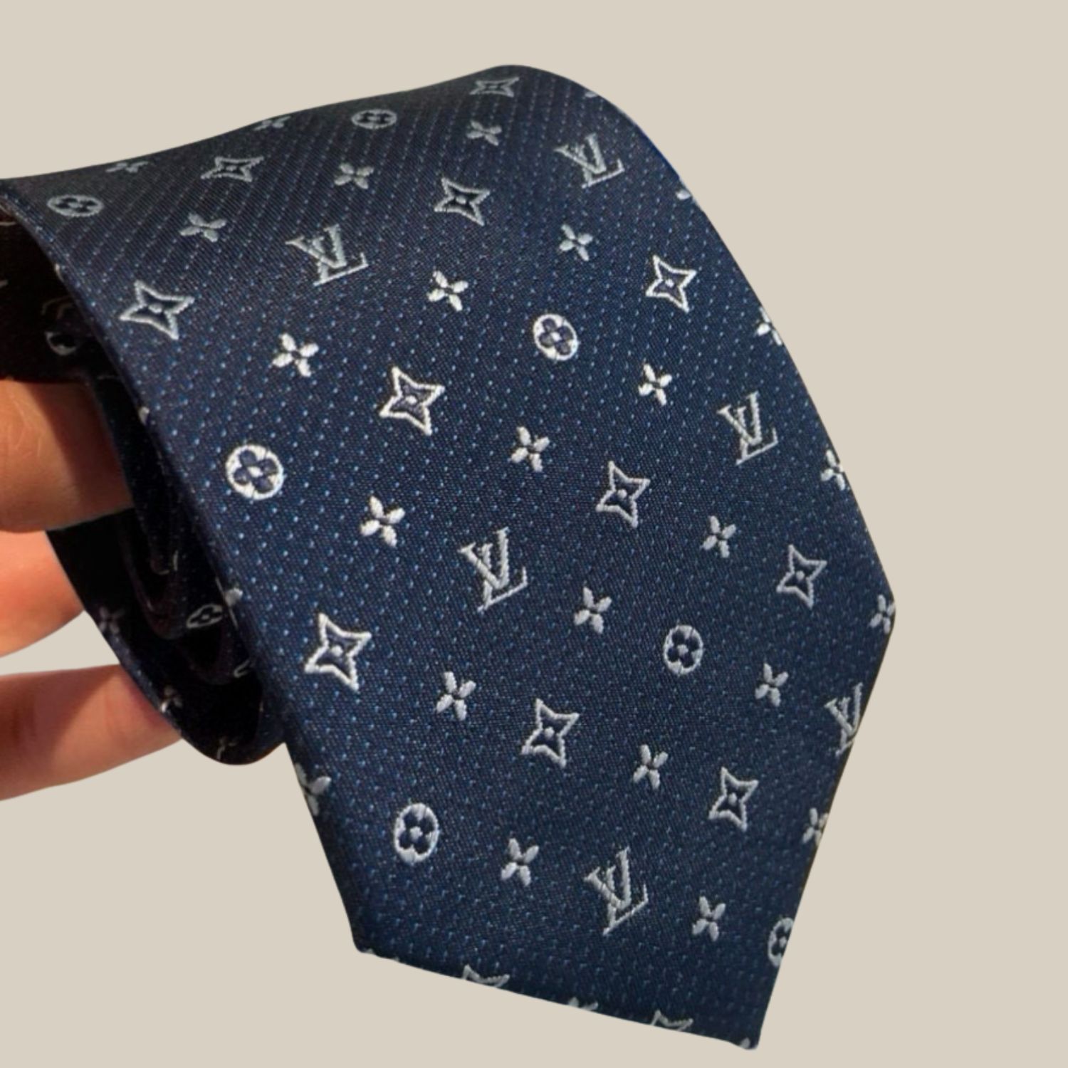 Louis Vuitton Signature Monogram Silk Tie Deep Blue For Men