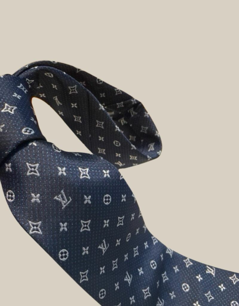 Louis Vuitton Signature Monogram Silk Tie Deep Blue For Men