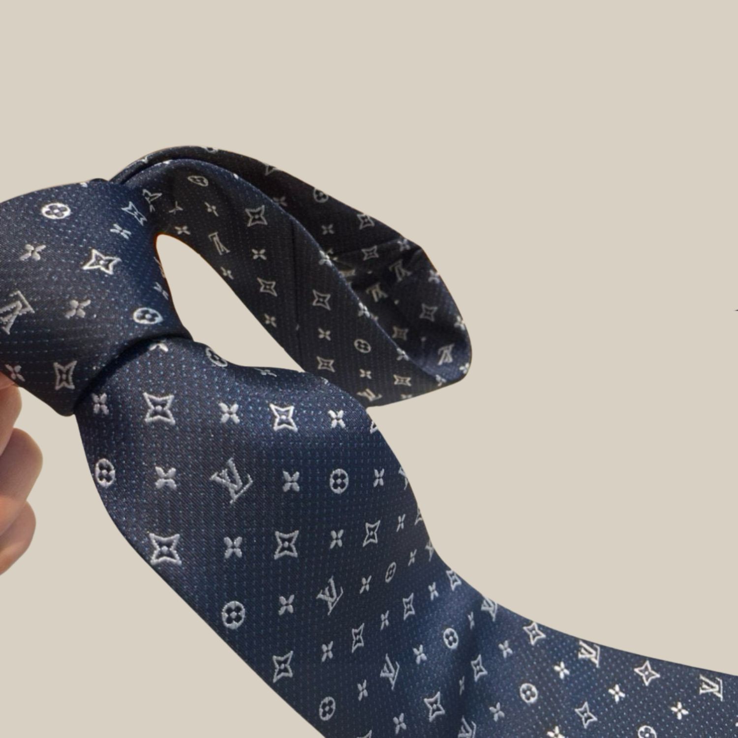 Louis Vuitton Signature Monogram Silk Tie Deep Blue For Men