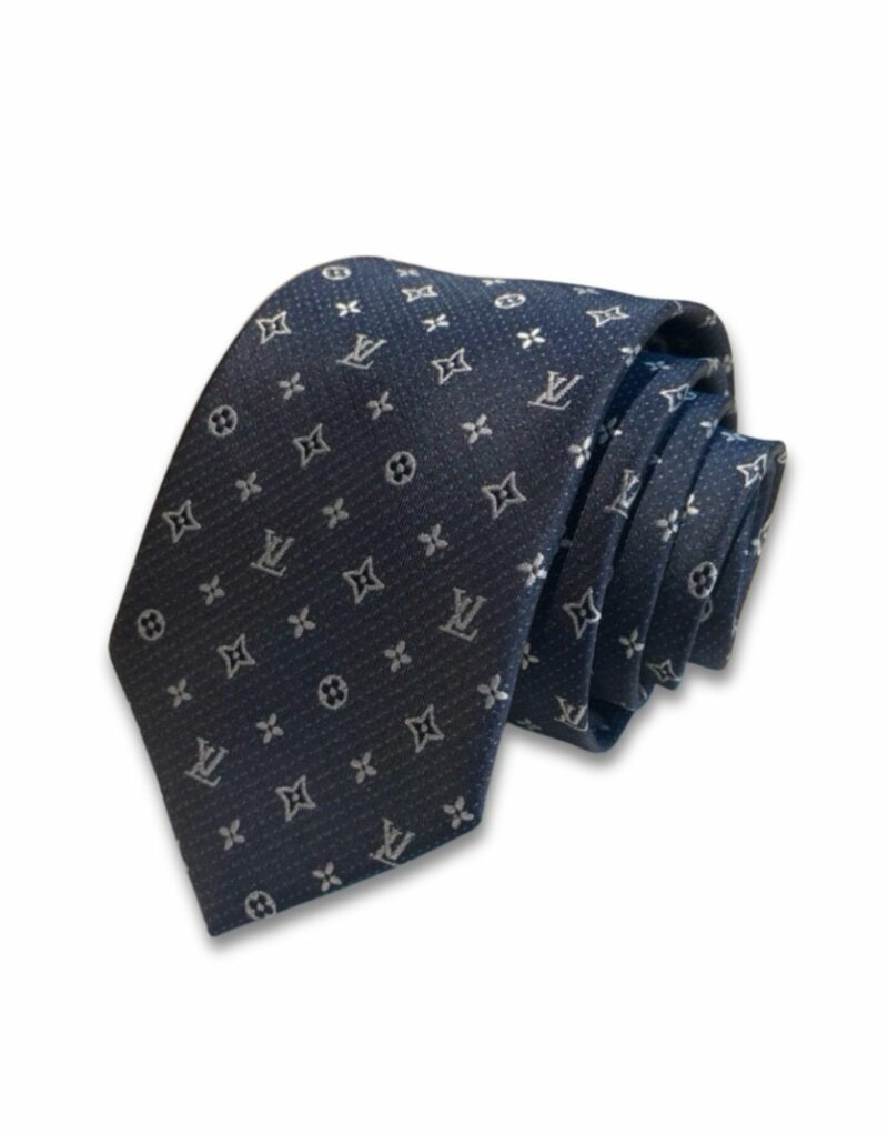 Louis Vuitton Signature Monogram Silk Tie Deep Blue For Men
