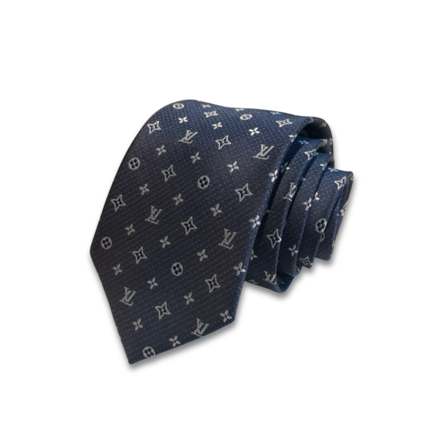 Louis Vuitton Signature Monogram Silk Tie Deep Blue For Men