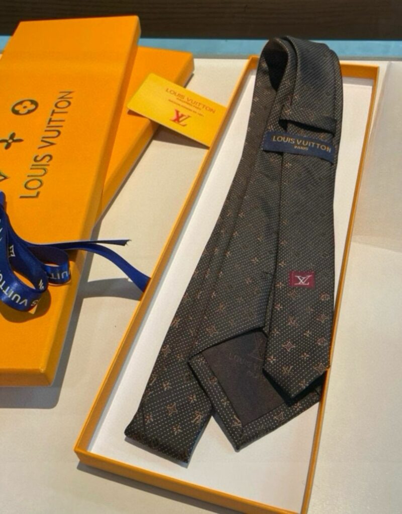 Louis Vuitton Signature Monogram Silk Tie Deep Brown For Men
