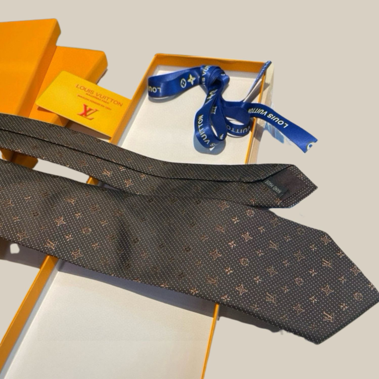 Louis Vuitton Signature Monogram Silk Tie Deep Brown For Men