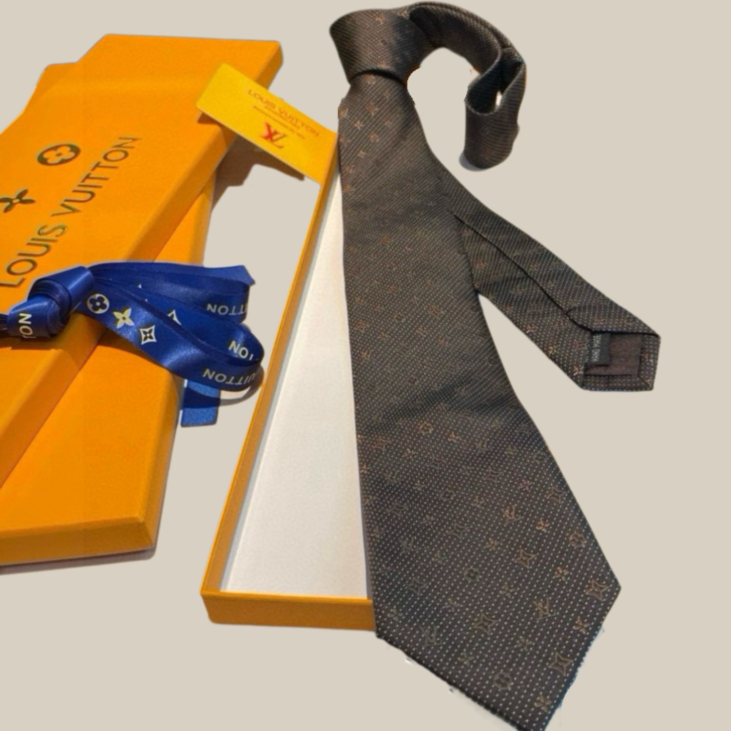 Louis Vuitton Signature Monogram Silk Tie Deep Brown For Men