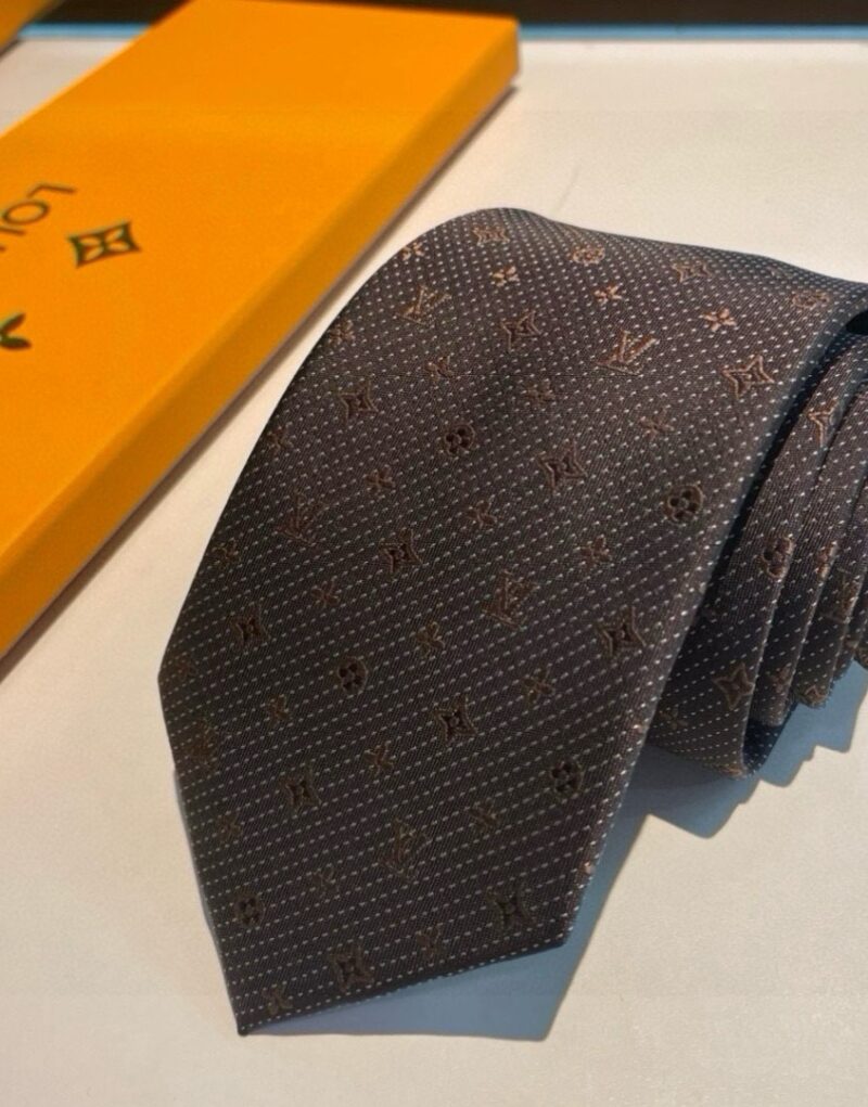 Louis Vuitton Signature Monogram Silk Tie Deep Brown For Men