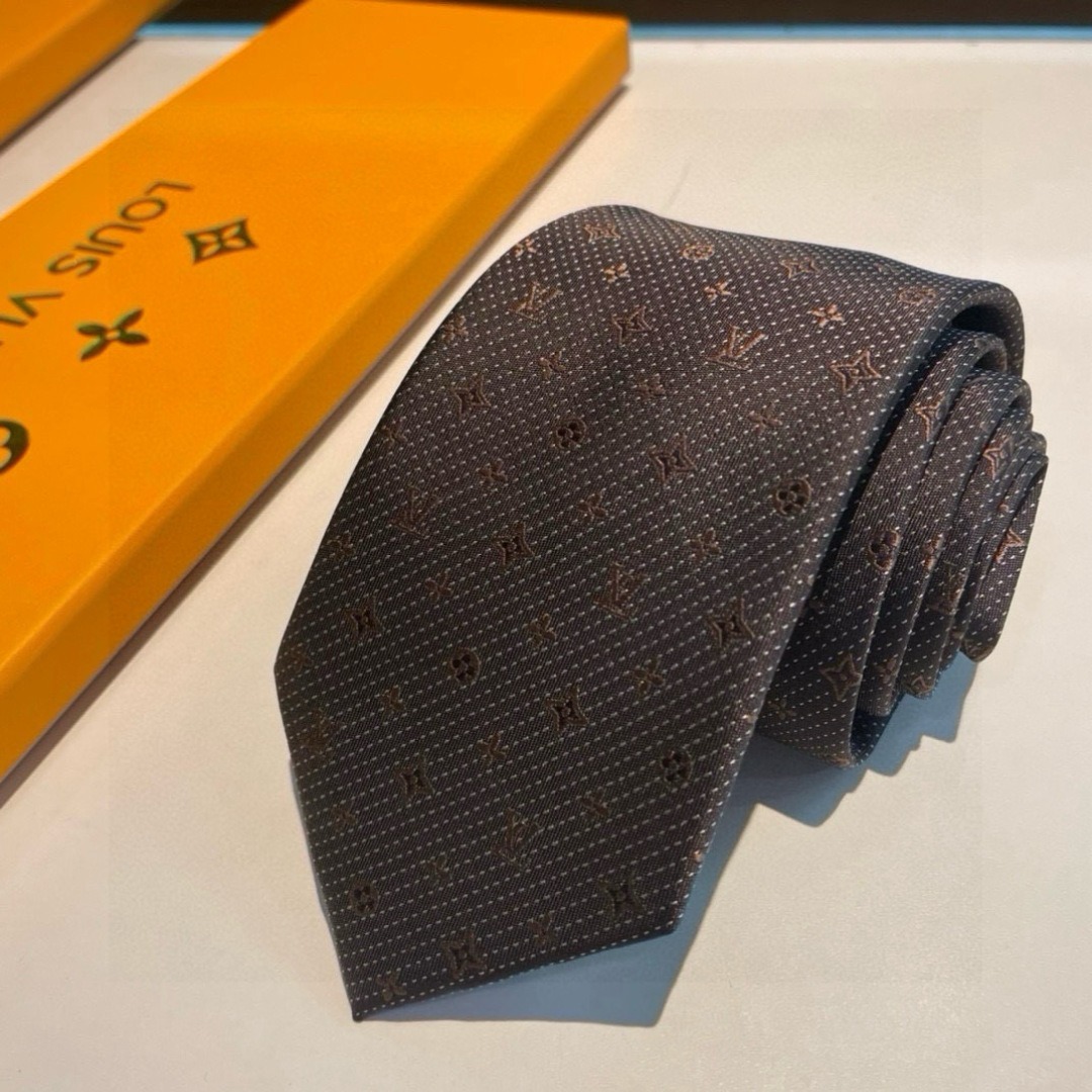 Louis Vuitton Signature Monogram Silk Tie Deep Brown For Men