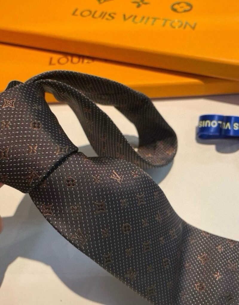 Louis Vuitton Signature Monogram Silk Tie Deep Brown For Men